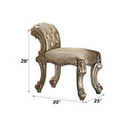 ACME 23008 Vendome Vanity Stool, Fabric, Gold Patina & Bone  1