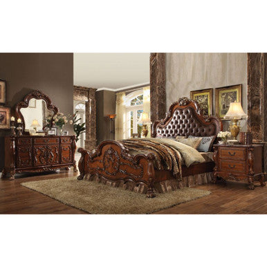ACME 23137EK Dresden Eastern King Bed, PU & Cherry Oak (1Set/3Ctn)