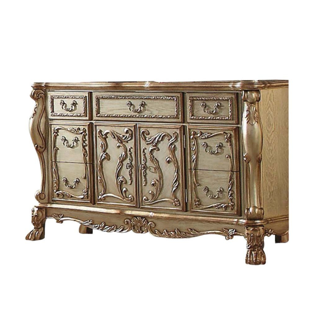 ACME 23165 Dresden Dresser/Server, Gold Patina & Bone