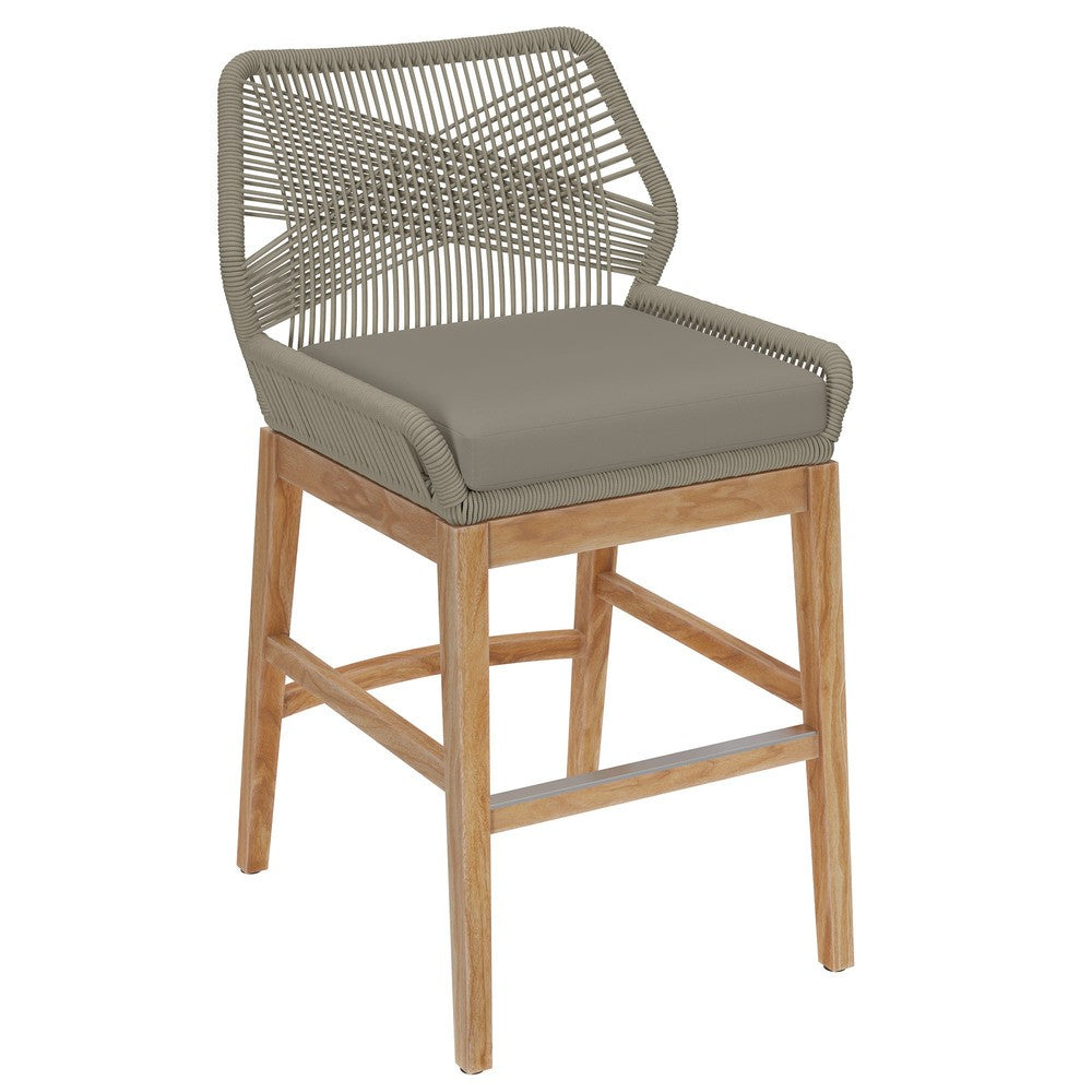 Modway EEI-7126 Wellspring Outdoor Patio Teak and Rope Counter Stool