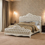 ACME 23540Q Chantelle Queen Bed, Rose Gold PU & Pearl White (1Set/3Ctn)