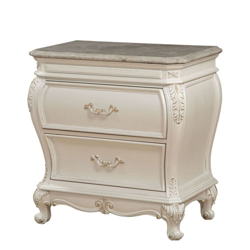 ACME 23543 Chantelle Nightstand with Granite Top, Pearl White