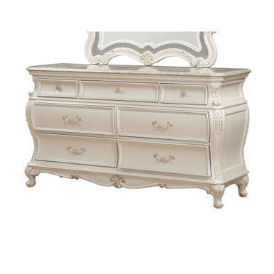 ACME 23545 Chantelle Dresser with Granite Top, Pearl White