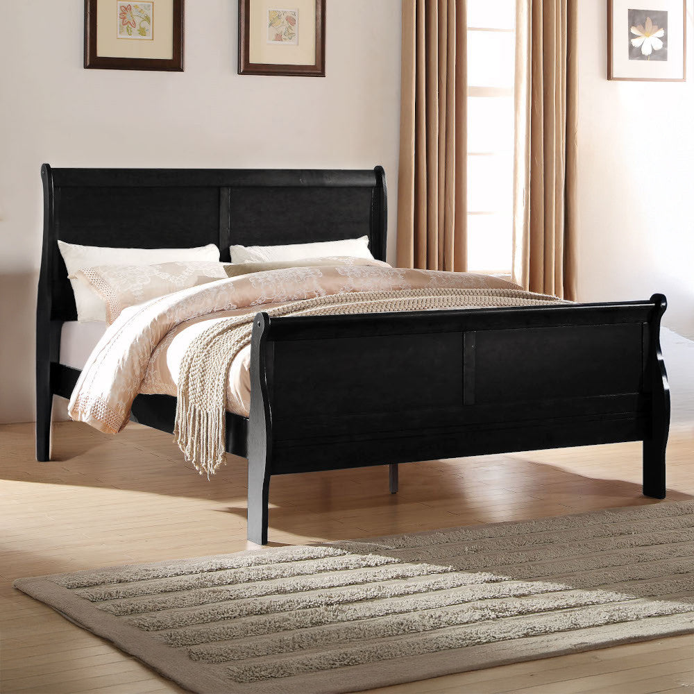 ACME 23727EK Louis Philippe Eastern King Bed, Black (1Set/2Ctn)