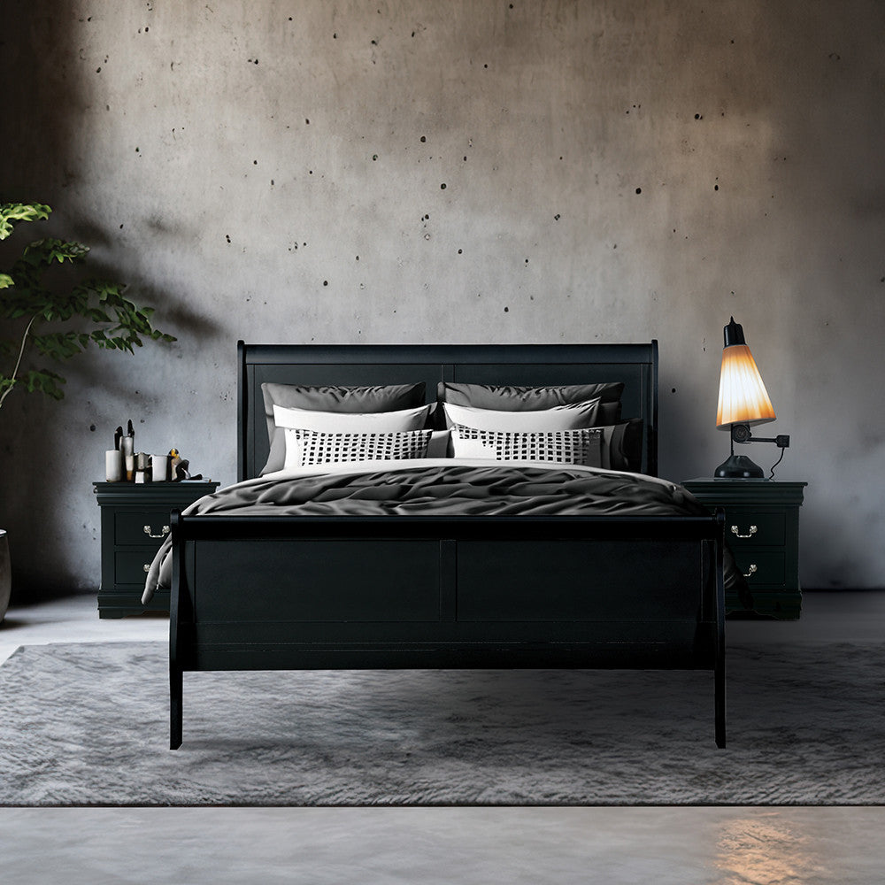 ACME 23727EK Louis Philippe Eastern King Bed, Black (1Set/2Ctn)