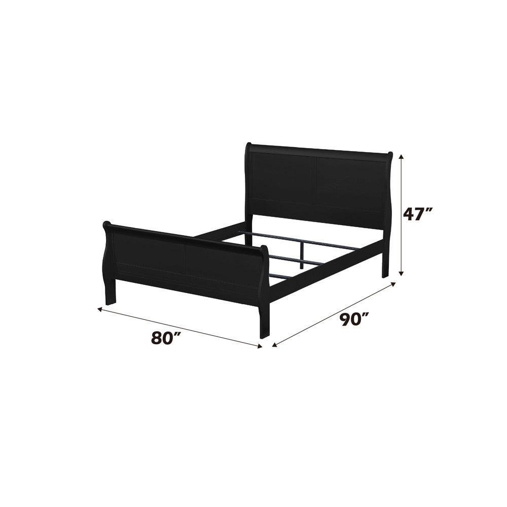 ACME 23727EK Louis Philippe Eastern King Bed, Black (1Set/2Ctn)