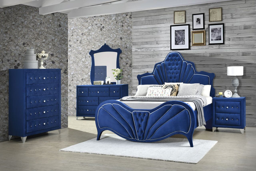 ACME 24217EK Dante Eastern King Bed, Blue Velvet