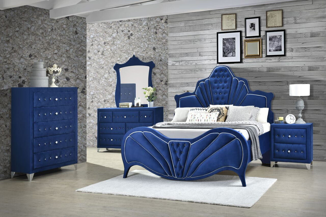 ACME 24217EK Dante Eastern King Bed, Blue Velvet