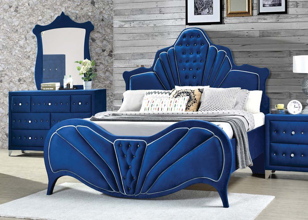 ACME 24217EK Dante Eastern King Bed, Blue Velvet