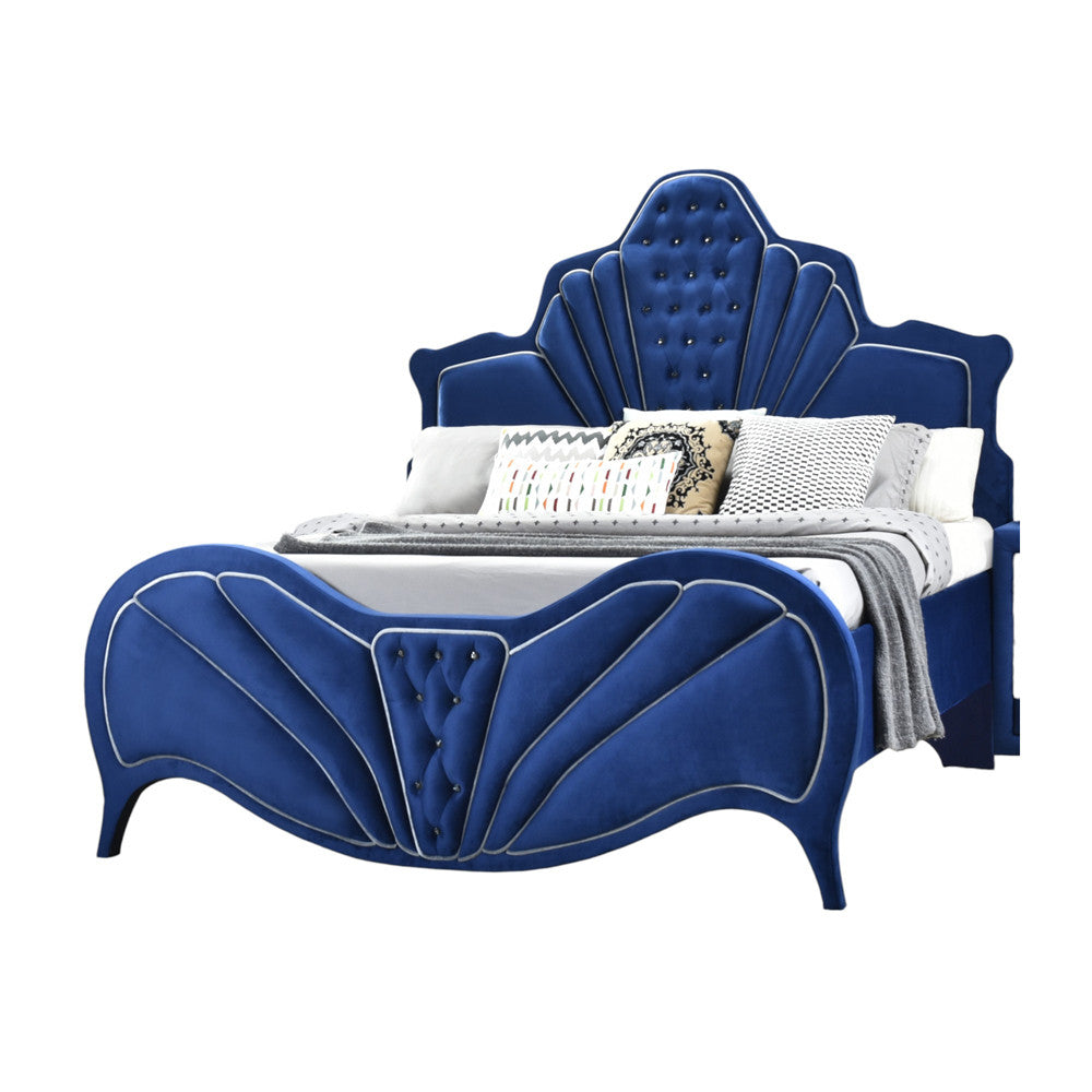 ACME 24220Q Dante Queen Bed, Blue Velvet