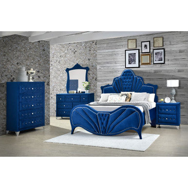 ACME 24220Q Dante Queen Bed, Blue Velvet