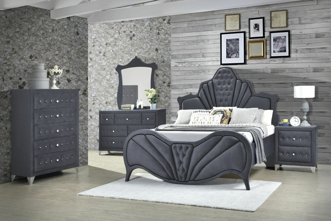 ACME 24227EK Dante Eastern King Bed, Gray Velvet