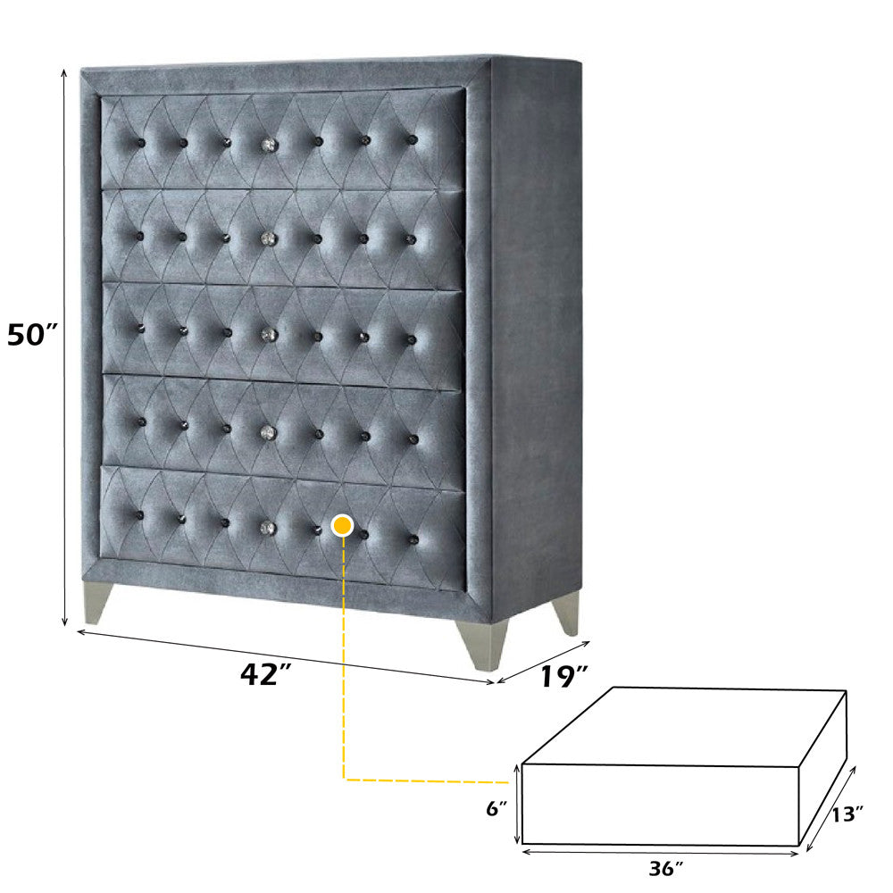 ACME 24236 Dante Chest, Gray Velvet