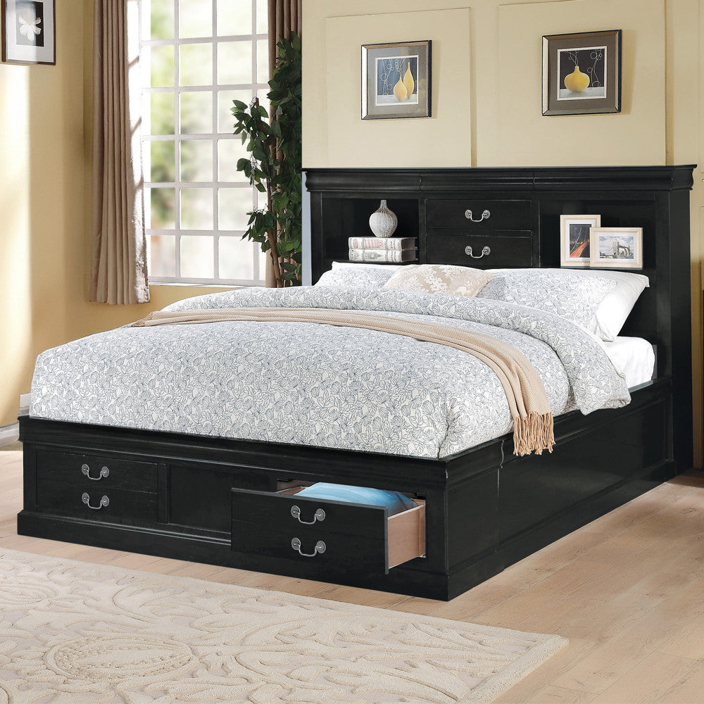 ACME 24387EK Louis Philippe Iii - Black Storage Eastern King Bed