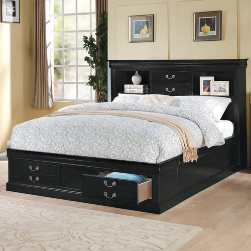 ACME 24387EK Louis Philippe Iii - Black Storage Eastern King Bed