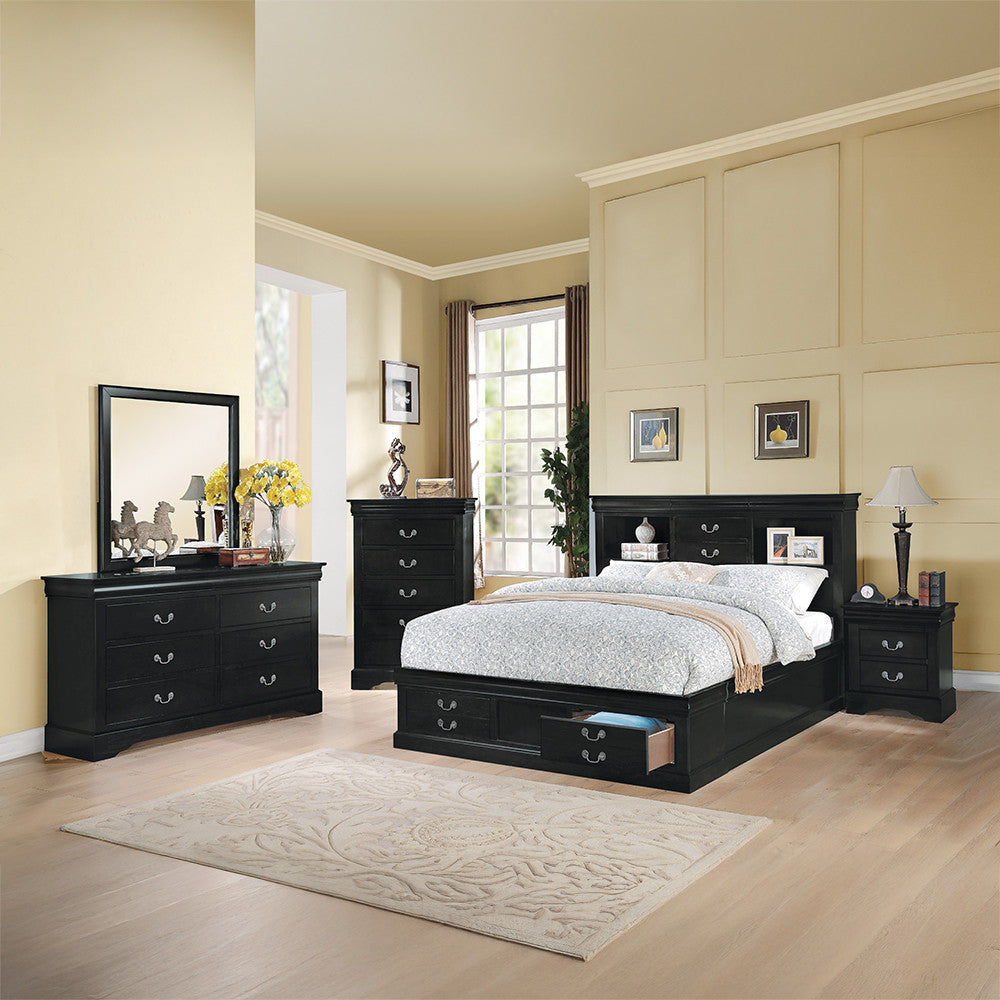 ACME 24387EK Louis Philippe Iii - Black Storage Eastern King Bed  3