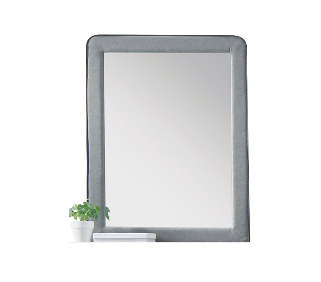 ACME 24524 Valda Mirror, Light Gray Fabric