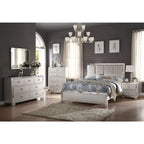 ACME 24830Q Voeville II Queen Bed (Padded Headboard), Platinum PU & Platinum (1Set/3Ctn)  1