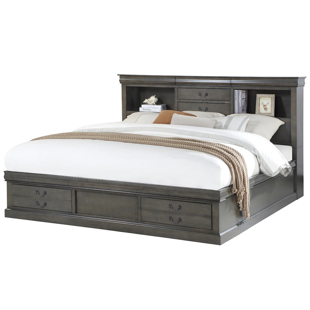 ACME 24927EK Louis Philippe III Queen Bed with Storage, White (1Set/3Ctn)