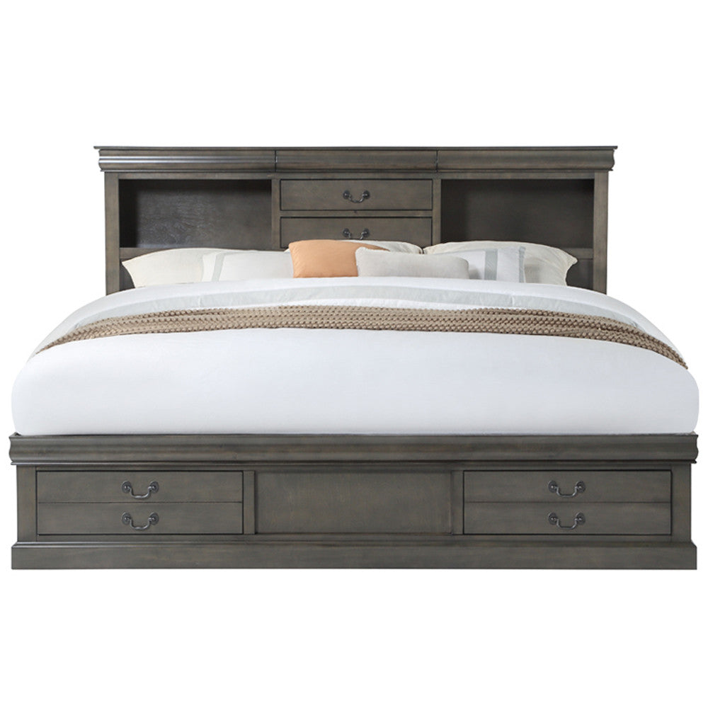 ACME 24927EK Louis Philippe III Queen Bed with Storage, White (1Set/3Ctn)