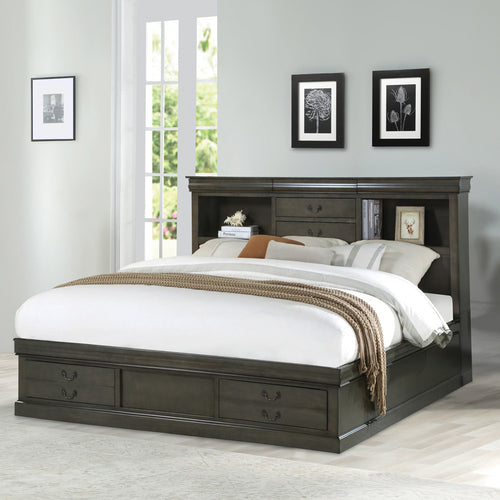 ACME 24927EK Louis Philippe III Queen Bed with Storage, White (1Set/3Ctn)