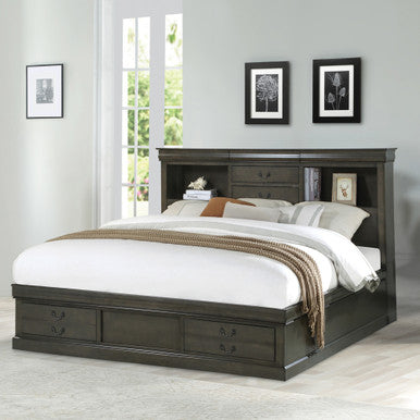 ACME 24927EK Louis Philippe III Queen Bed with Storage, White (1Set/3Ctn)