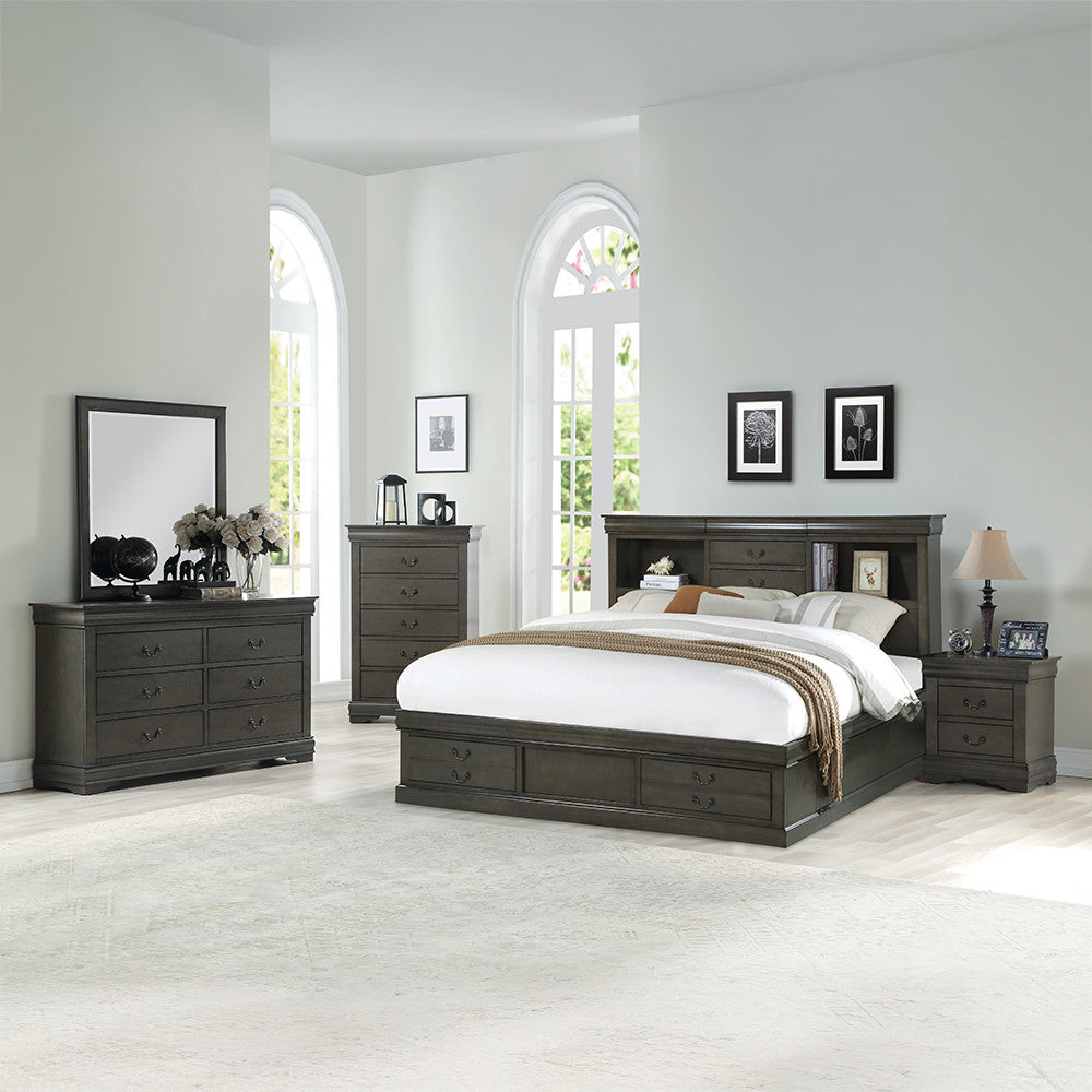 ACME 24927EK Louis Philippe III Queen Bed with Storage, White (1Set/3Ctn)