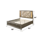 ACME 25317EK Skylar Eastern King Bed with Storage, LED, PU & Dark Champagne