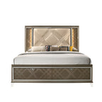 ACME 25320Q Skylar Queen Bed with Storage, LED, PU & Dark Champagne