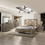 ACME 25320Q Skylar Queen Bed with Storage, LED, PU & Dark Champagne