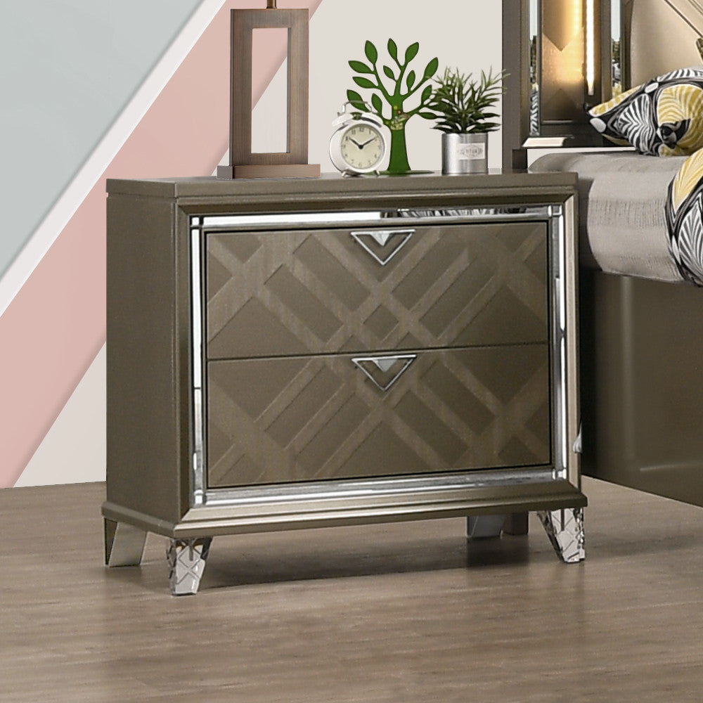 ACME 25323 Skylar Nightstand, Dark Champagne