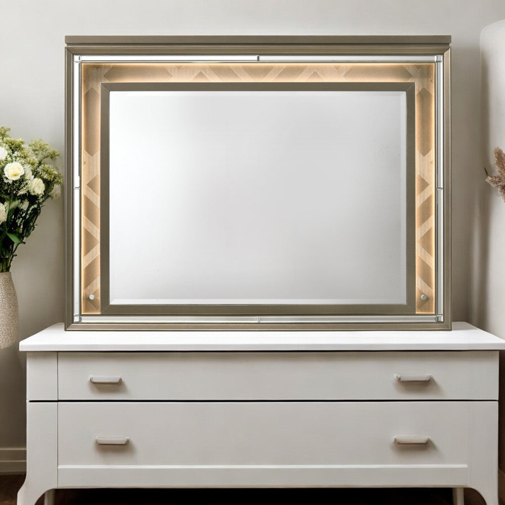 ACME 25324 Skylar Mirror with LED, LED & Dark Champagne