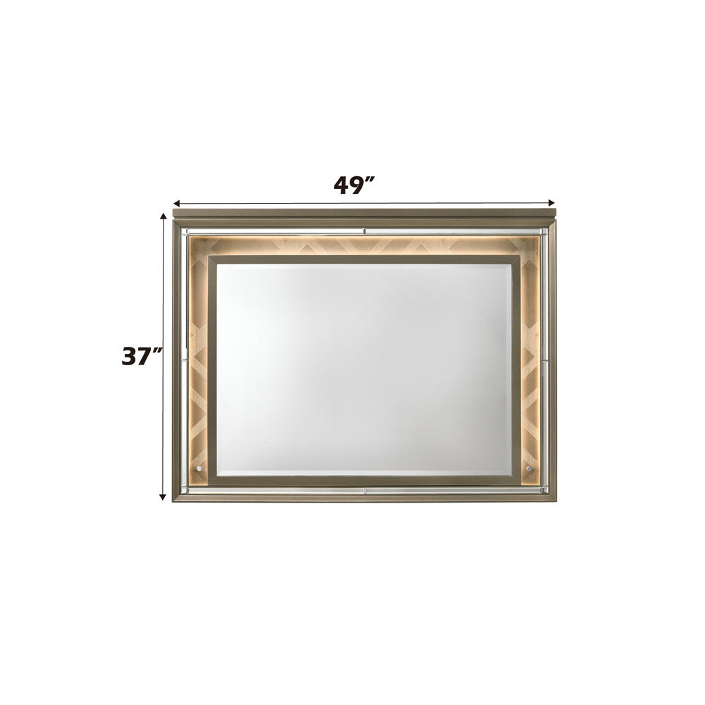 ACME 25324 Skylar Mirror with LED, LED & Dark Champagne