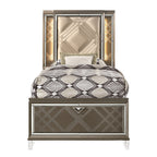 ACME 25335F Skylar Full Bed with Storage, LED, PU & Dark Champagne