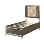ACME 25340T Skylar Twin Bed with Storage, LED, PU & Dark Champagne