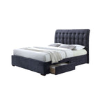ACME 25677EK Drorit Eastern King Bed with Storage, Dark Gray Fabric (1Set/5Ctn)