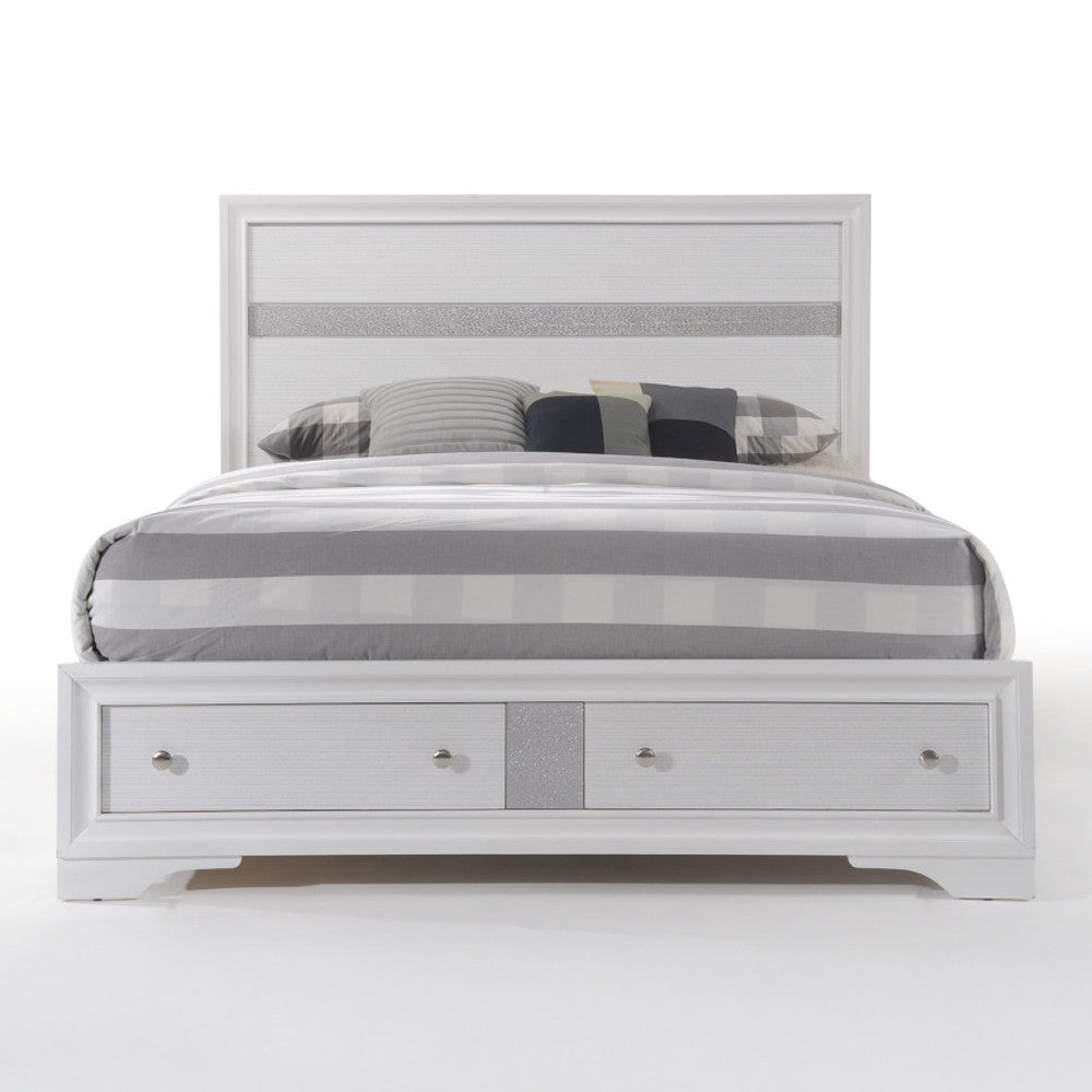 ACME 25767EK Naima Eastern King Bed with Storage, White (1Set/3Ctn)