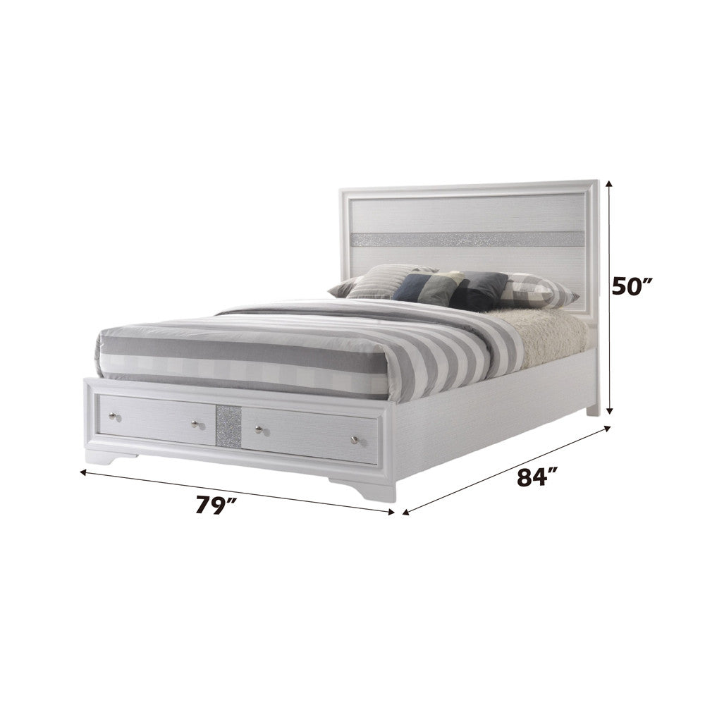 ACME 25767EK Naima Eastern King Bed with Storage, White (1Set/3Ctn)