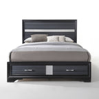 ACME 25897EK Naima Eastern King Bed with Storage, Black (1Set/3Ctn)