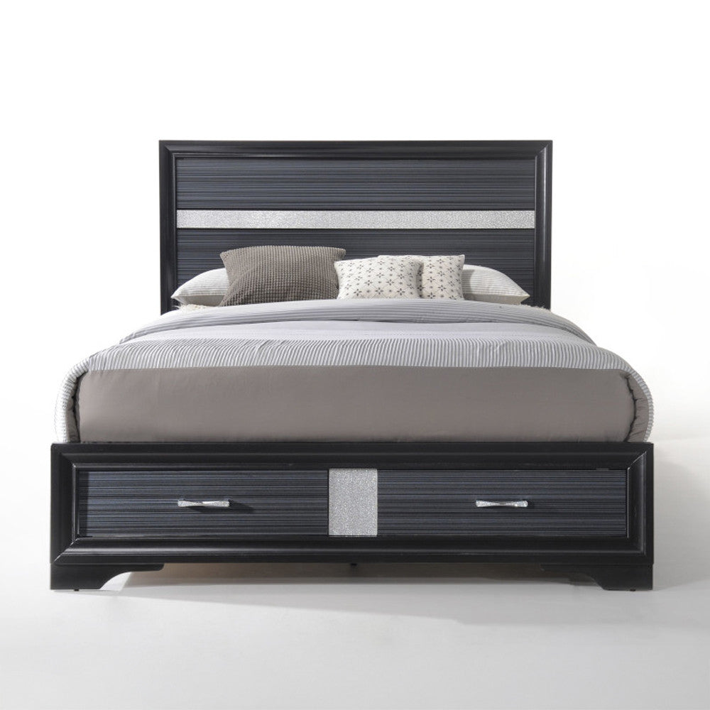 ACME 25897EK Naima Eastern King Bed with Storage, Black (1Set/3Ctn)