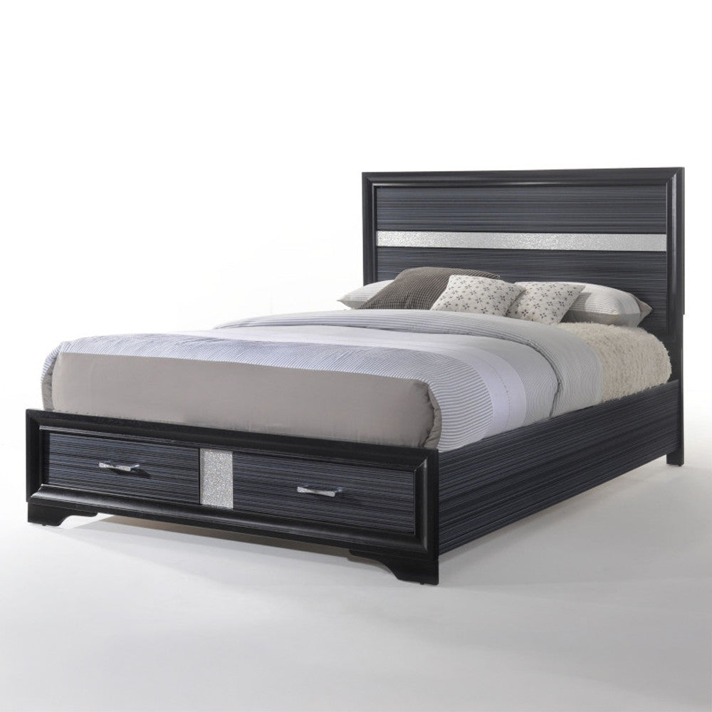 ACME 25897EK Naima Eastern King Bed with Storage, Black (1Set/3Ctn)