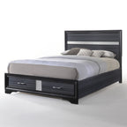 ACME 25897EK Naima Eastern King Bed with Storage, Black (1Set/3Ctn)