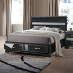 ACME 25897EK Naima Eastern King Bed with Storage, Black (1Set/3Ctn)