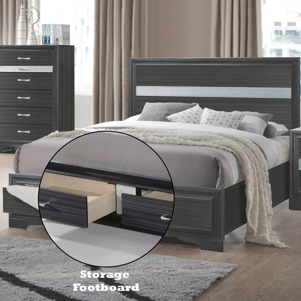 ACME 25897EK Naima Eastern King Bed with Storage, Black (1Set/3Ctn)
