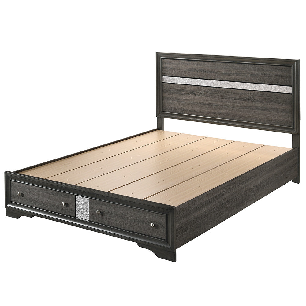 ACME 25967EK Naima Queen Bed with Storage, Black (1Set/3Ctn)