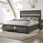 ACME 25967EK Naima Queen Bed with Storage, Black (1Set/3Ctn)