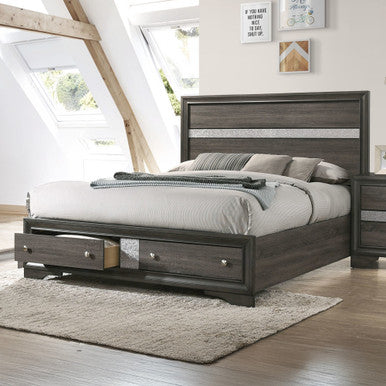 ACME 25967EK Naima Queen Bed with Storage, Black (1Set/3Ctn)