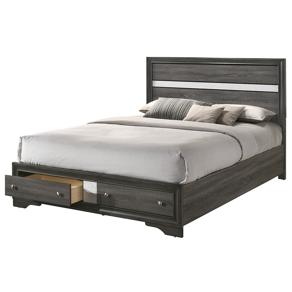 ACME 25967EK Naima Queen Bed with Storage, Black (1Set/3Ctn)