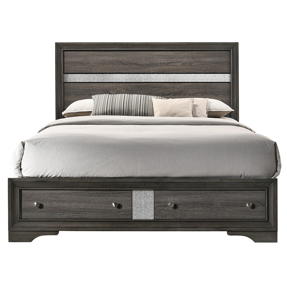 ACME 25967EK Naima Queen Bed with Storage, Black (1Set/3Ctn)