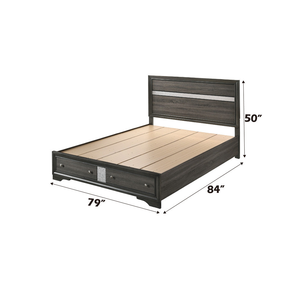 ACME 25967EK Naima Queen Bed with Storage, Black (1Set/3Ctn)